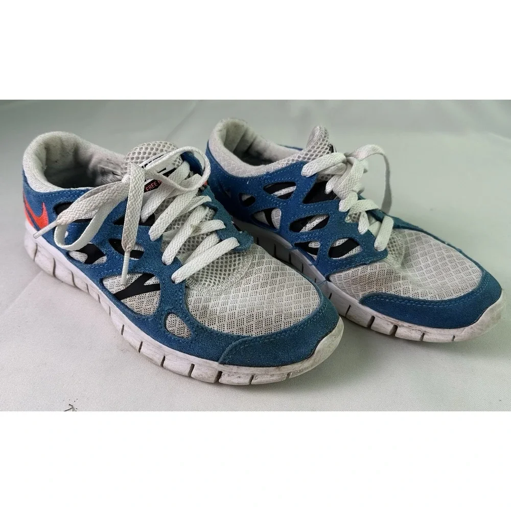 NIKE Womens FREE RUN 2 Sneakers DV2221-100 White Blue US Size 7.5 EUC